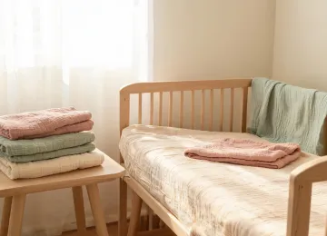 Newborn swaddle and blanket set in a soft nursery