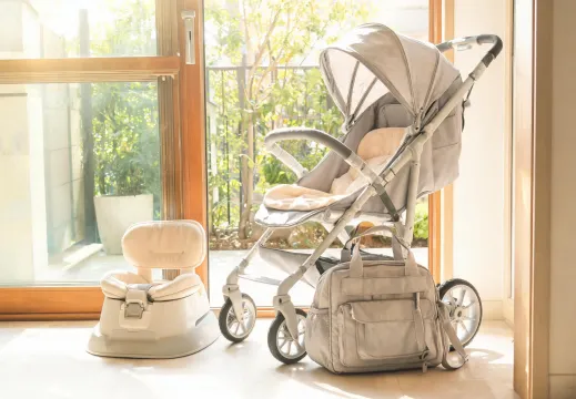 Stroller outing setup with portable booster and liner